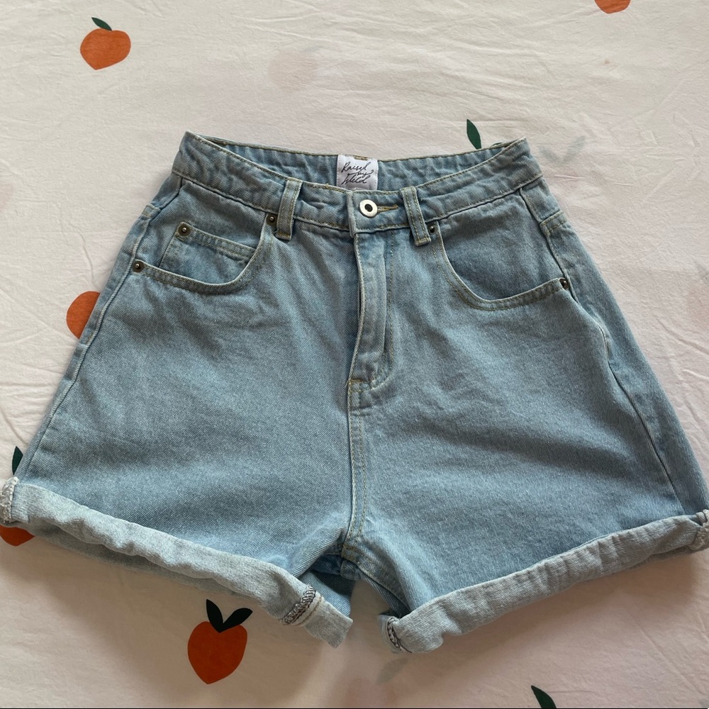 Princess Polly Light Wash Denim Mom Shorts